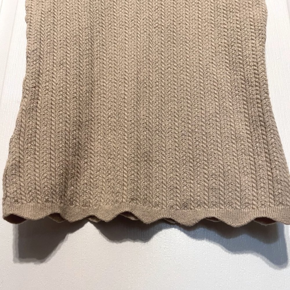 Ally Mae Tan & Black Trim Flutter Short Sleeve Sweater-Size Large-Women's-Casual - Picture 10 of 14